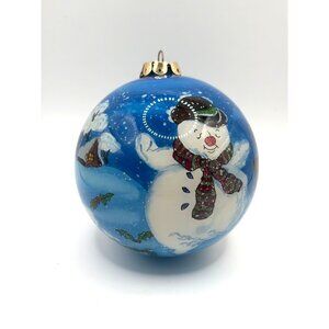 Vtg Figi Inside Art Family Blown Glass Snowball Ornament Signed Limited w Box